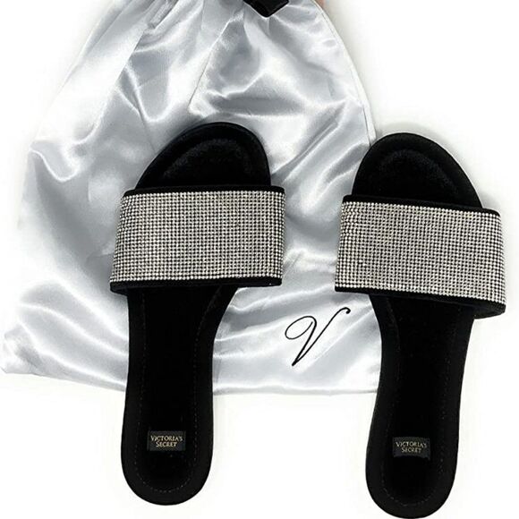 Victoria's Secret Velvet Rhinestone Bling Slide Sz Medium - Picture 1 of 1